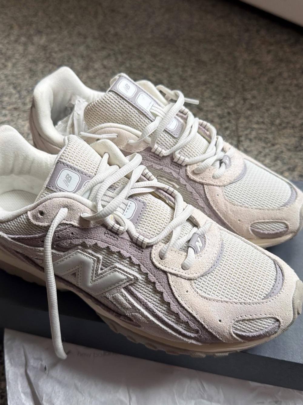 New Balance Women's Lavender and Off-White Sneakers - Picture 2 of 6
